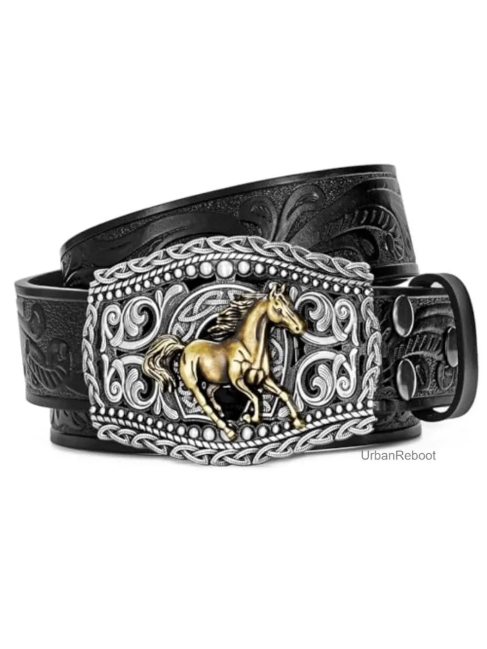 Western Leather Belt with Buckle for Rodeo Outfit Unisex